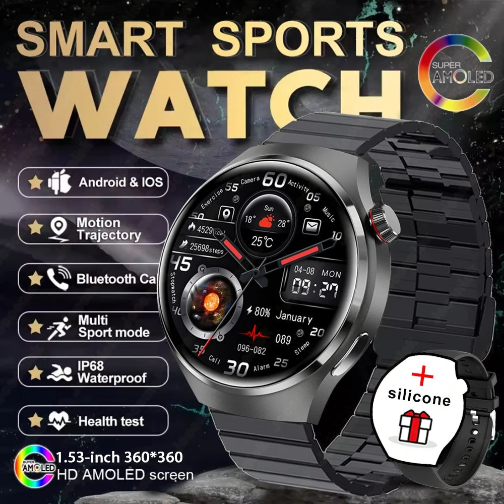Watch 4 GT Series Smartwatch – AMOLED Screen, Heart‑Rate Monitoring & Bluetooth Call for Men Smart Daily