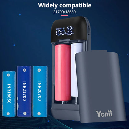 18650 Dual‑Cell Power Bank Case – LED Display, QC 3.0 Fast Charger & Battery Storage for 18650 / 20700 / 21700 Cells Smart Daily