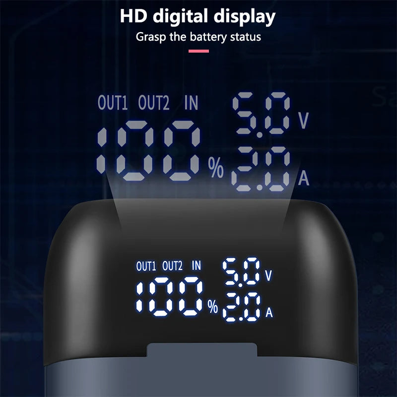 18650 Dual‑Cell Power Bank Case – LED Display, QC 3.0 Fast Charger & Battery Storage for 18650 / 20700 / 21700 Cells Smart Daily