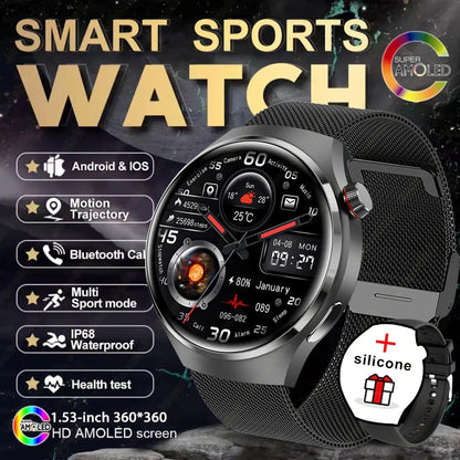 Watch 4 GT Series Smartwatch – AMOLED Screen, Heart‑Rate Monitoring & Bluetooth Call for Men Smart Daily