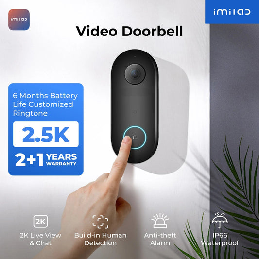 Imilab 2.5K Wi‑Fi Video Doorbell – 5200 mAh, Human Detection & Instant Alerts Store and you