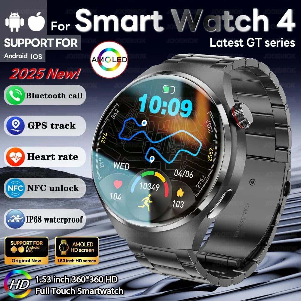 Watch 4 GT Series Smartwatch – AMOLED Screen, Heart‑Rate Monitoring & Bluetooth Call for Men Smart Daily