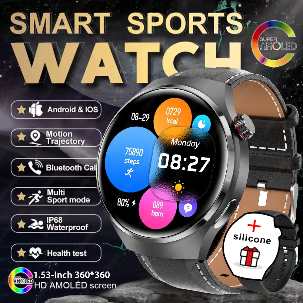 Watch 4 GT Series Smartwatch – AMOLED Screen, Heart‑Rate Monitoring & Bluetooth Call for Men Smart Daily