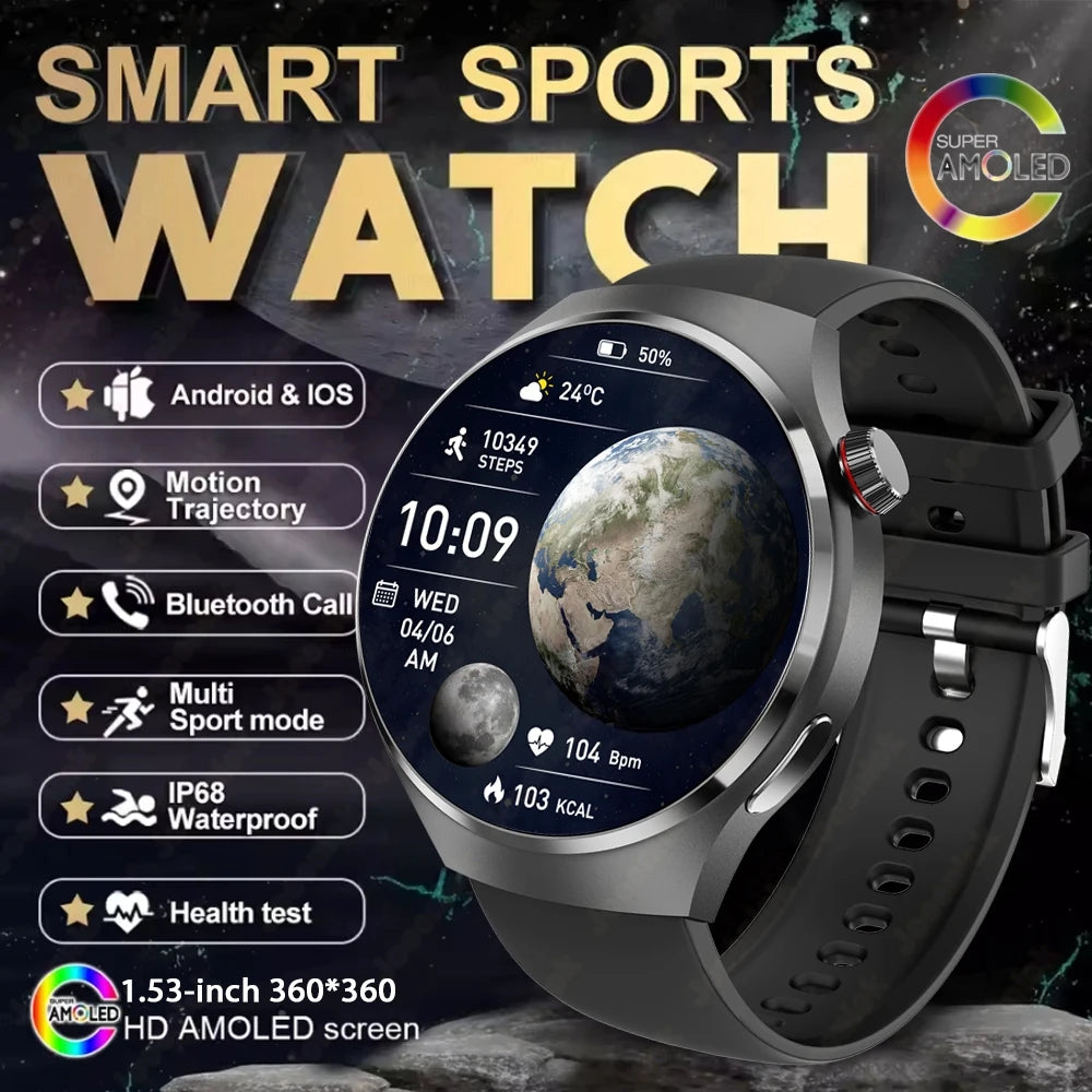 Watch 4 GT Series Smartwatch – AMOLED Screen, Heart‑Rate Monitoring & Bluetooth Call for Men Smart Daily