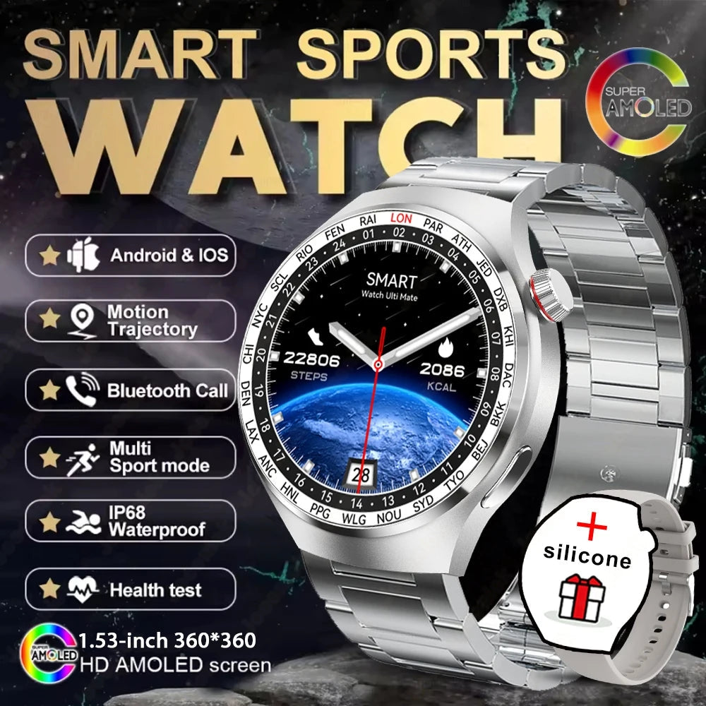 Watch 4 GT Series Smartwatch – AMOLED Screen, Heart‑Rate Monitoring & Bluetooth Call for Men Smart Daily
