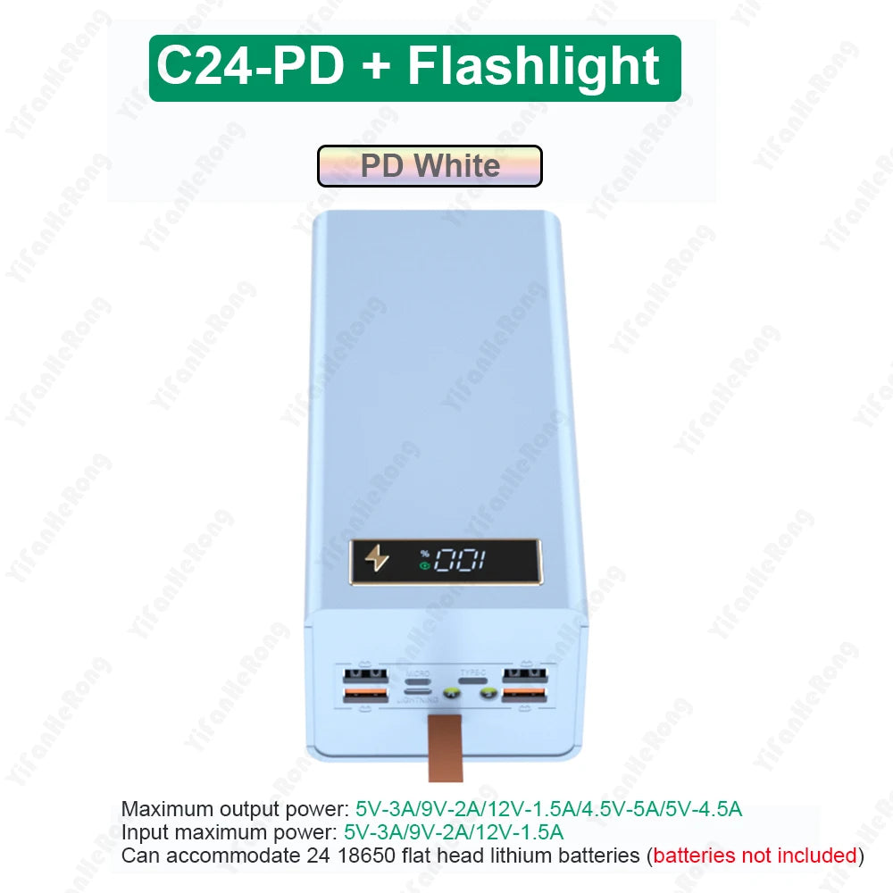 C24 18650 Dual-Cell Charger & Power Bank Case – Storage & Charging Shell for 2 × 18650 Batteries Smart Daily